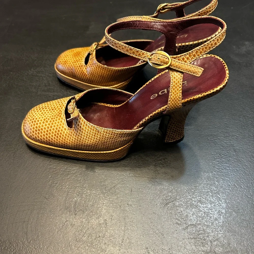 Bebe Brown Textured Women's Heels - Picture 4 of 5